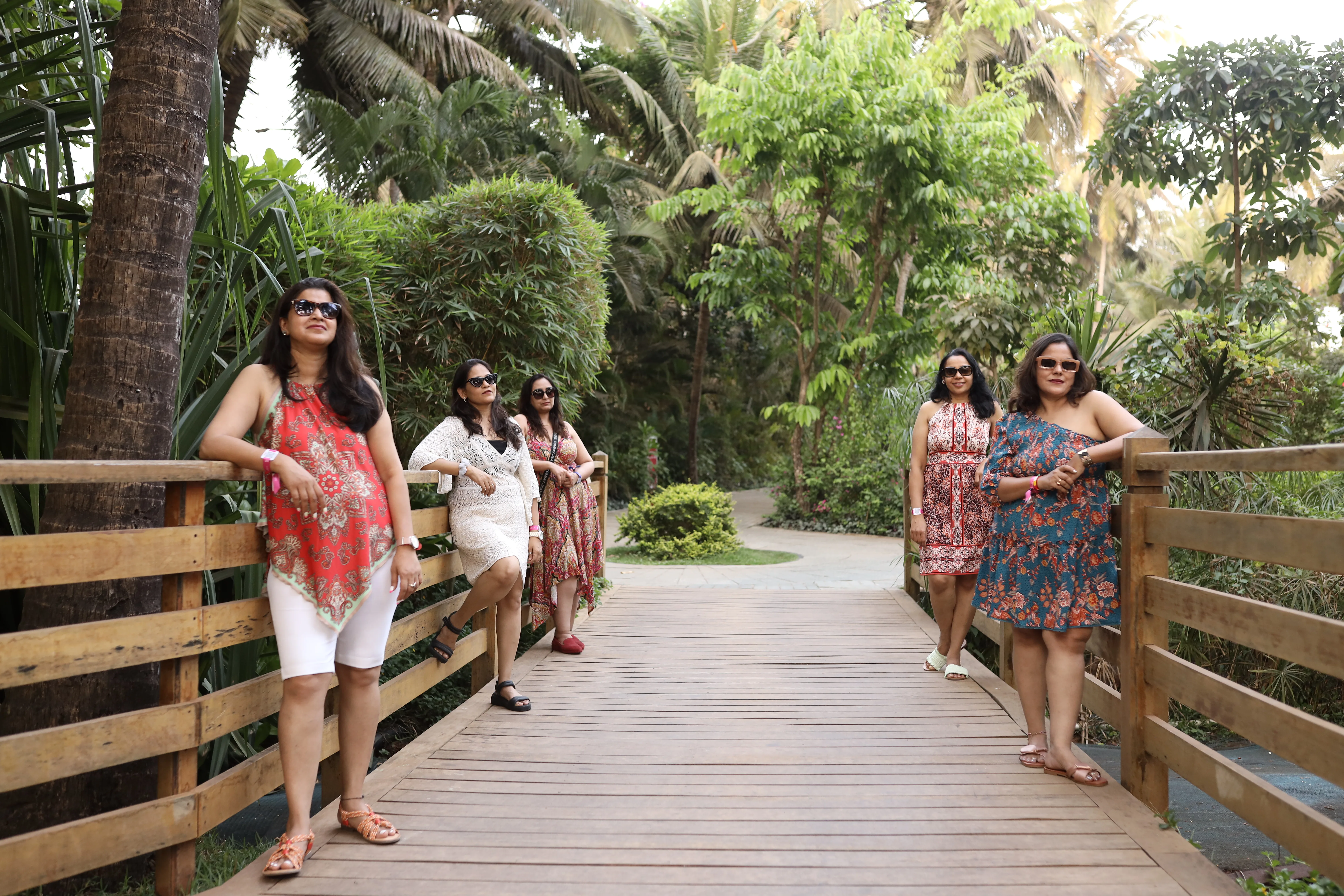 Friends enjoying scenic resort getaway in Goa